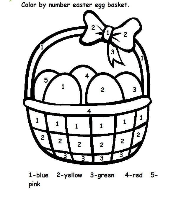 Easter Eggs Basket Color by Number