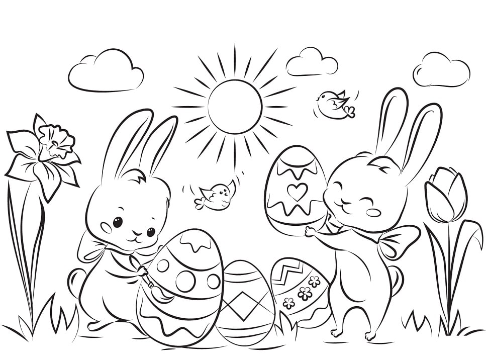 Easter Bunny Easter Rabbit Coloring Pages Free Printable Coloring