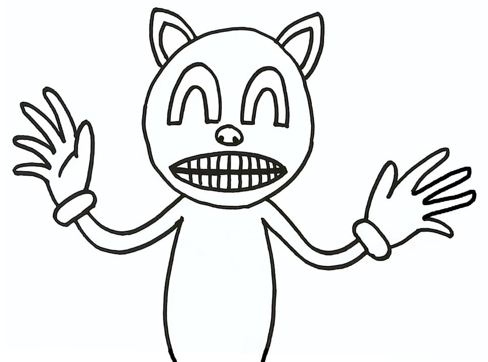 Easy Cartoon Cat Coloring Page - Free Printable Coloring Pages for Kids