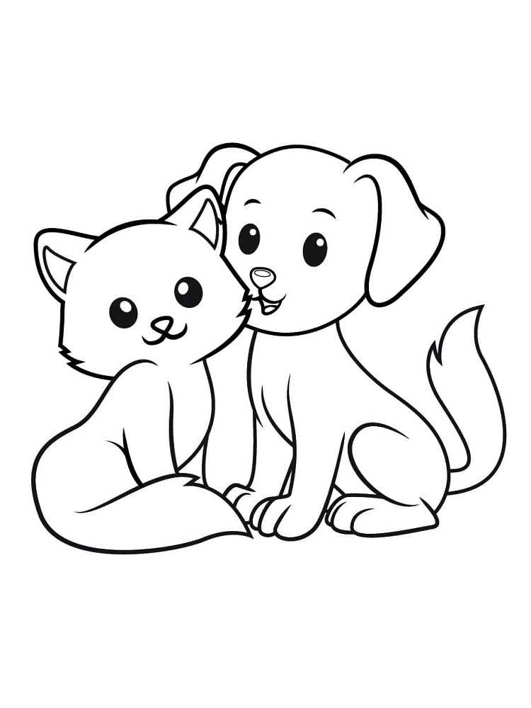 Easy Dog and Cat Coloring Page Free Printable Coloring Pages for Kids