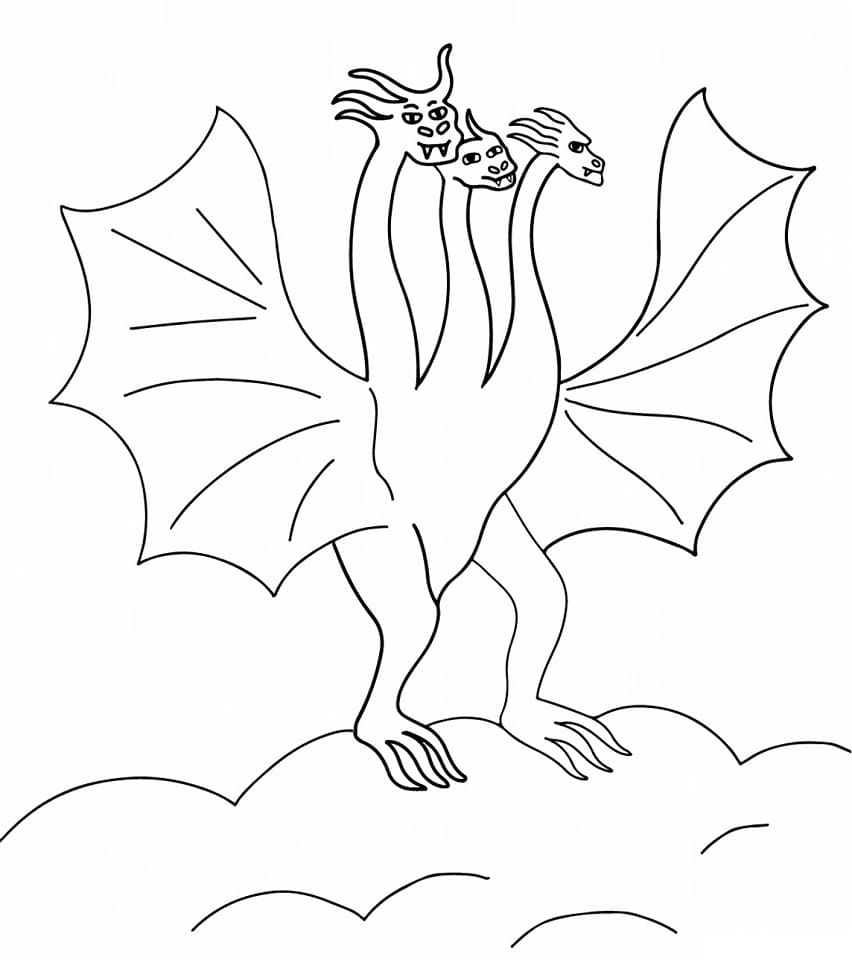 Giant Ghidorah Coloring Page - Free Printable Coloring Pages for Kids