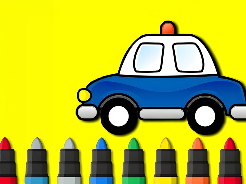 Easy to Paint Police Car - Coloring Game