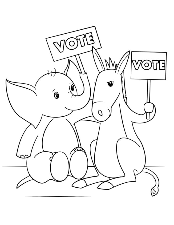 Election Day Vote Bear Coloring Page - Free Printable Coloring Pages