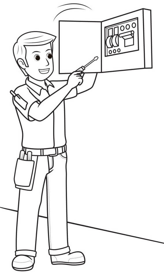 Electrician 1 Coloring Page - Free Printable Coloring Pages for Kids