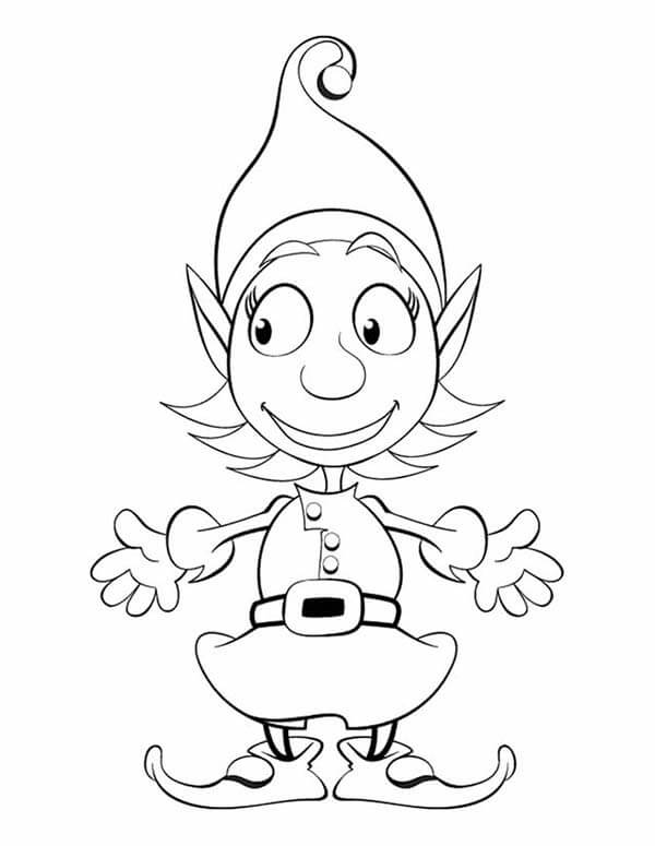 Elf with Happy Smiles Coloring Page - Free Printable Coloring Pages for ...