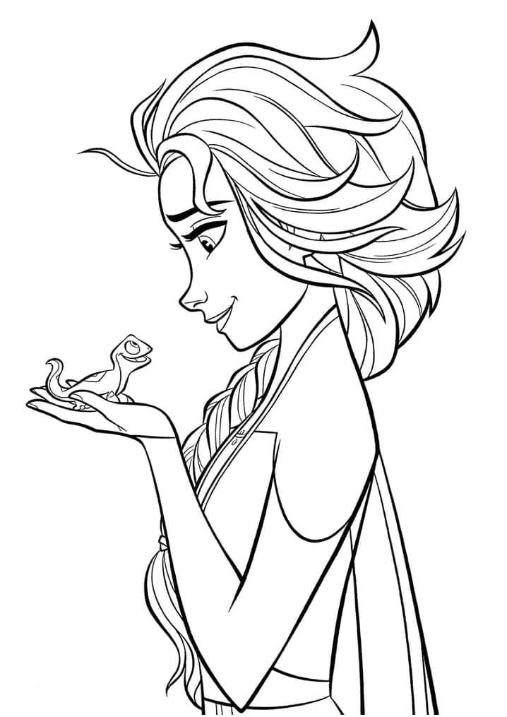 Elsa and Bruni Frozen 2 Coloring Page - Free Printable ...