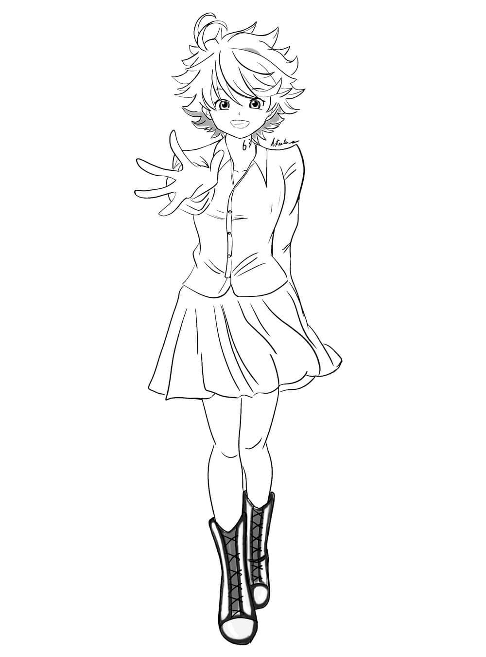 Emma from The Promised Neverland Coloring Page   Free Printable ...
