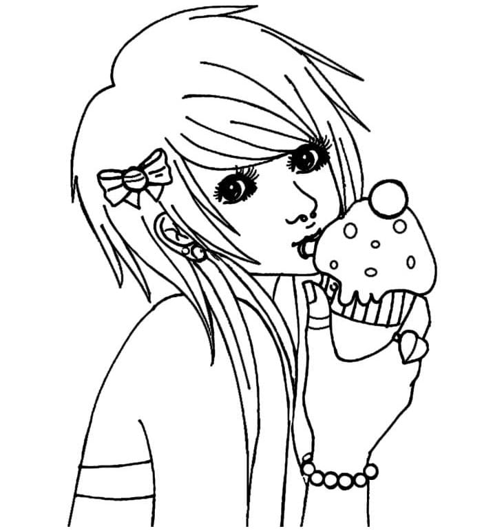 Emo Hello Kitty Coloring Page - Free Printable Coloring Pages for Kids