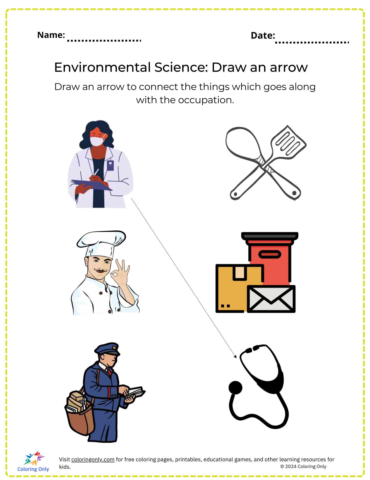 Environmental Science: Draw an arrow Free Printable Worksheet