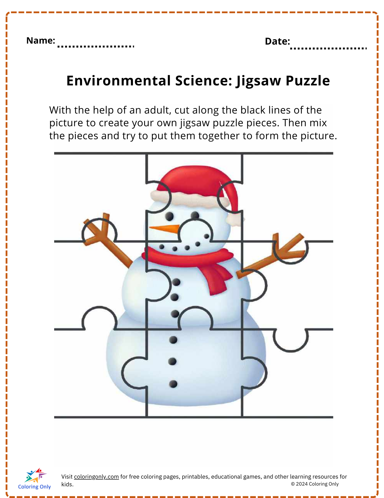 Environmental Science: Jigsaw Puzzle free Printable Worksheet