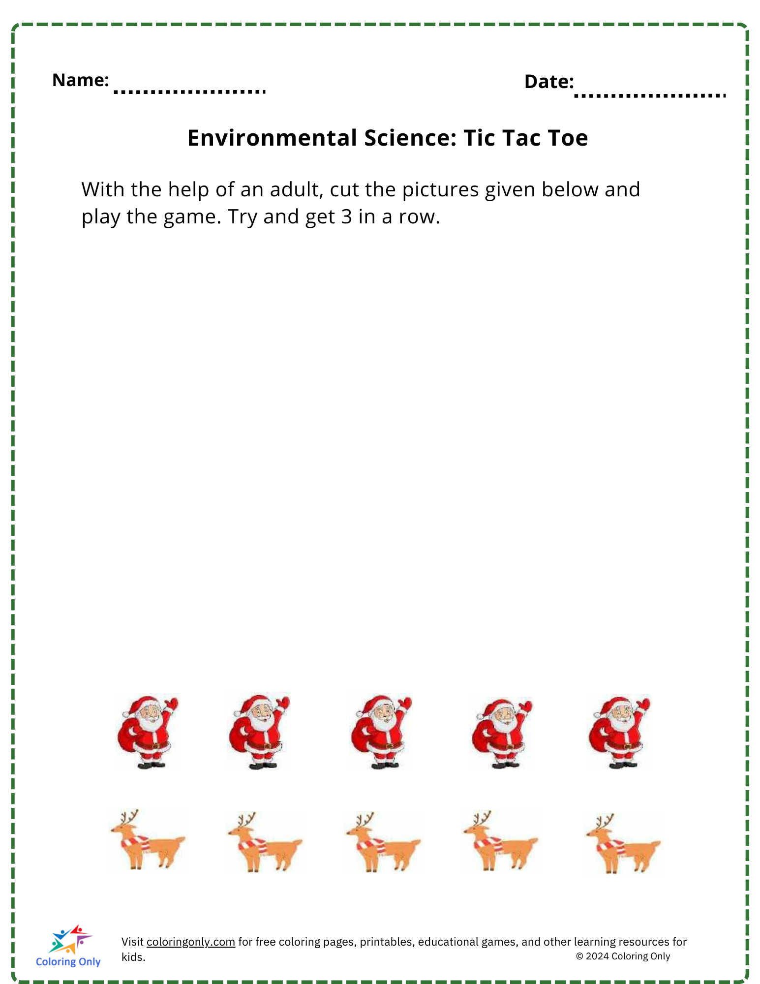 Environmental Science: Tic Tac Toe free Printable Worksheet