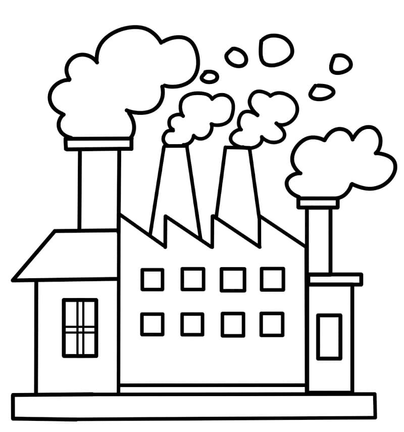 Easy Factory Coloring Page - Free Printable Coloring Pages for Kids