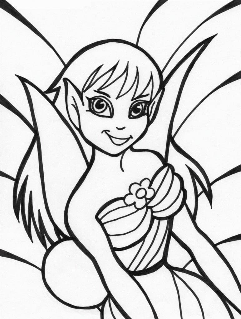 Beautiful Fairy Coloring Page - Free Printable Coloring Pages for Kids