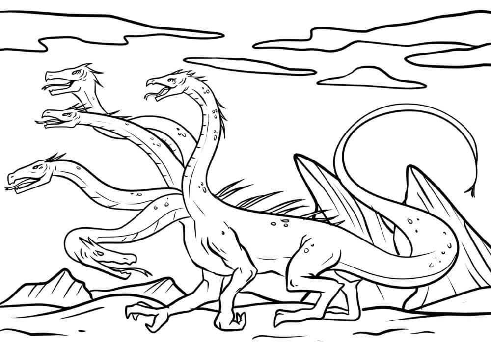 Fantasy Hydra Coloring Page - Free Printable Coloring Pages for Kids