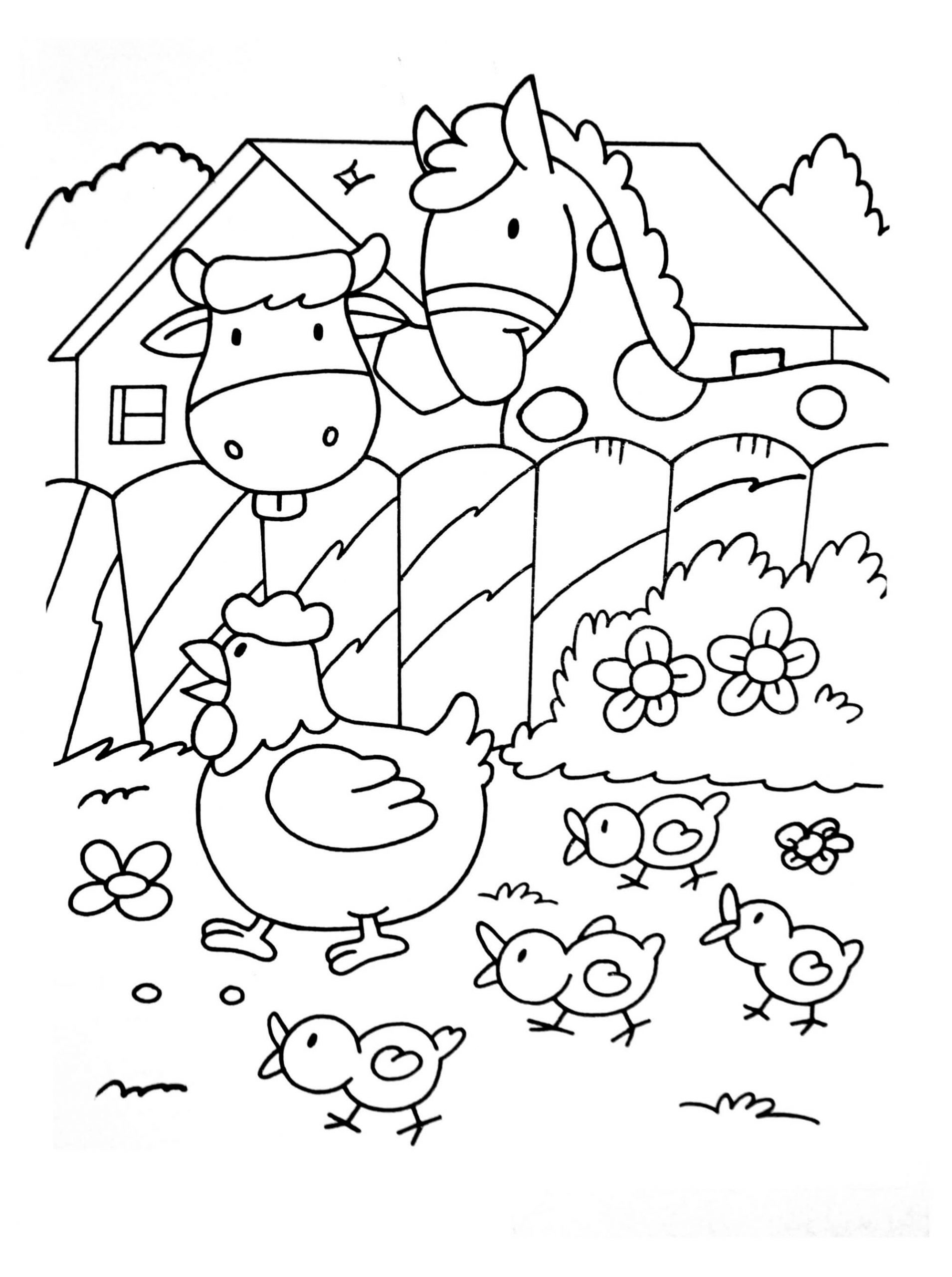 Animals in a Farm Coloring Page Free Printable Coloring Pages for Kids