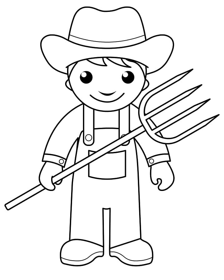 Smiling Farmer Coloring Page Free Printable Coloring Pages for Kids