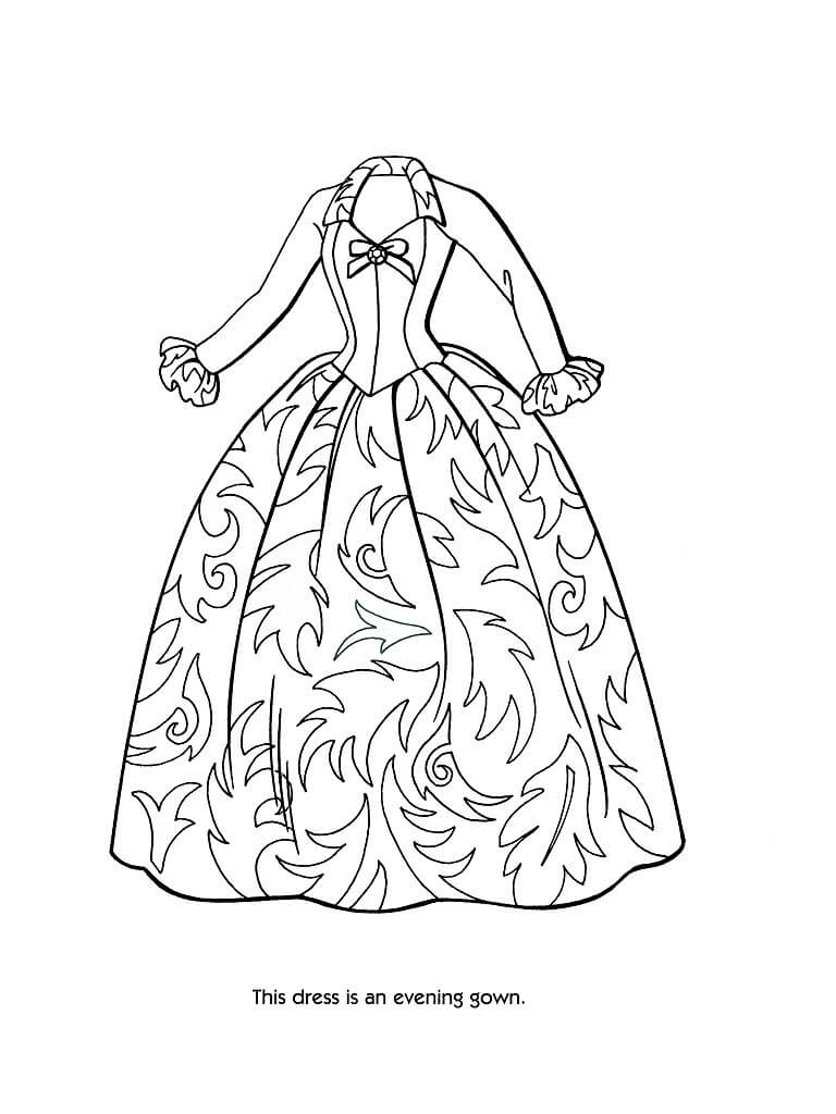 Girl in Dress Coloring Page - Free Printable Coloring Pages for Kids