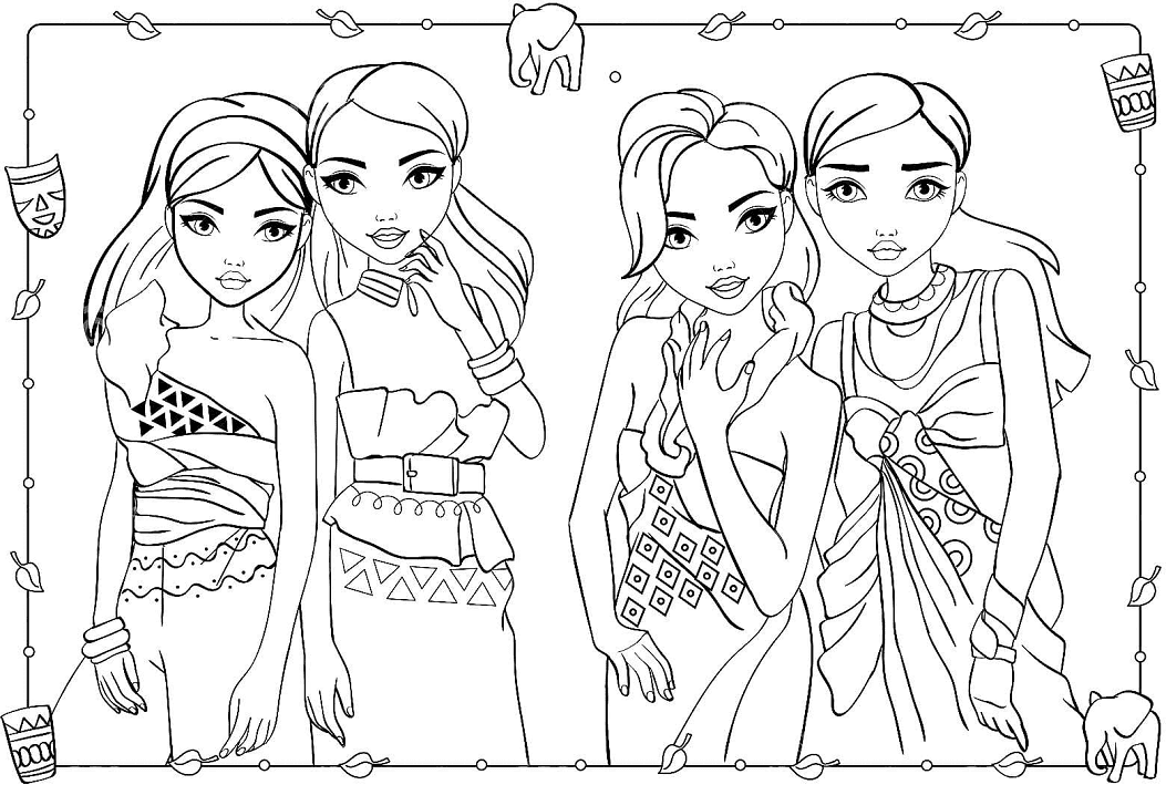 Fashion Girlfriends Coloring Page - Free Printable Coloring Pages for Kids