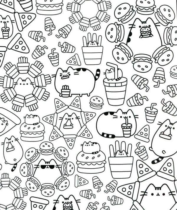 fast foods pusheen cats coloring page free printable coloring pages for kids