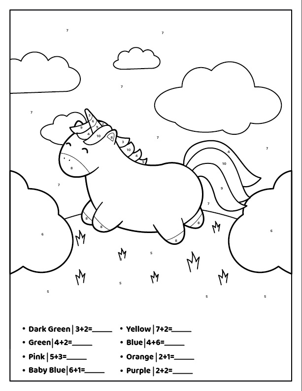 Unicorn Color By Number Coloring Pages - Free Printable Coloring Pages for  Kids
