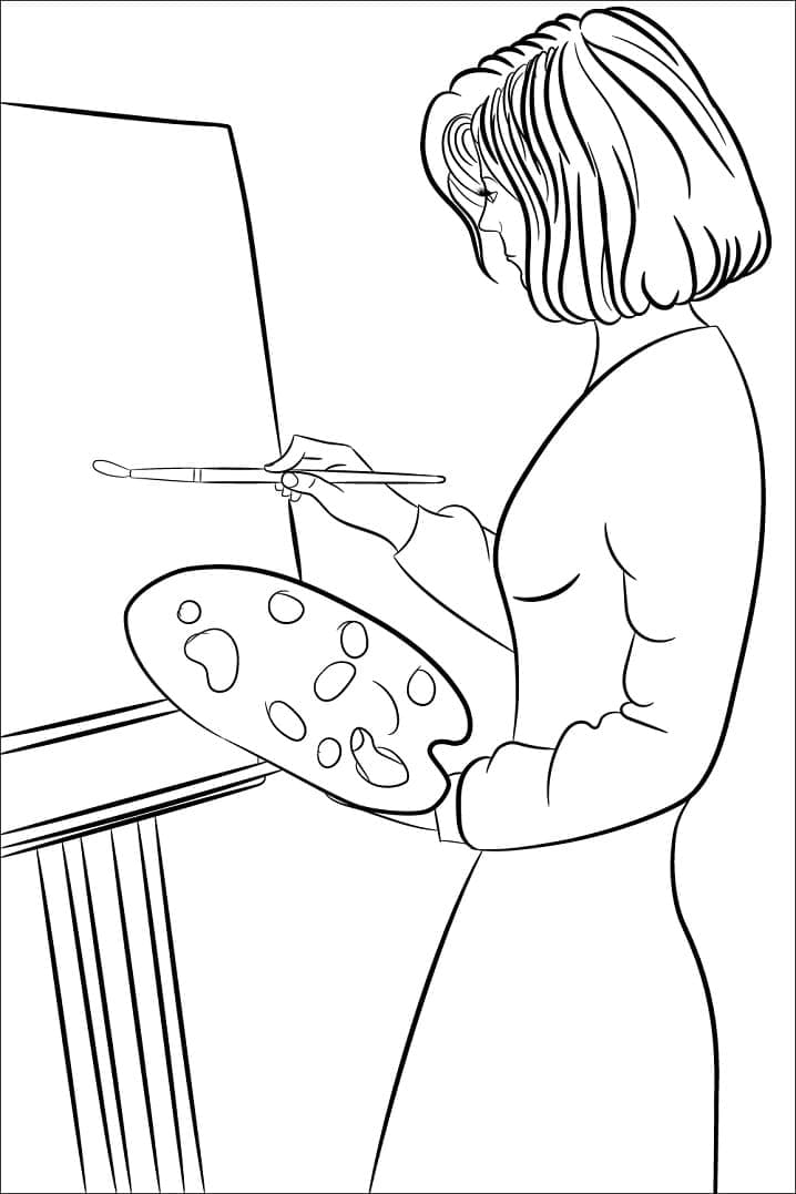 female artist coloring page