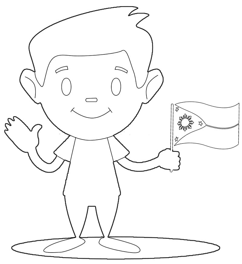Filipino Boy Holding Flag