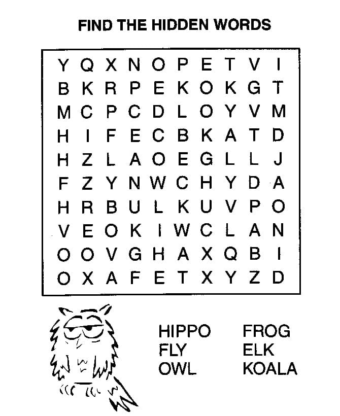 Find The Hidden Words Puzzles