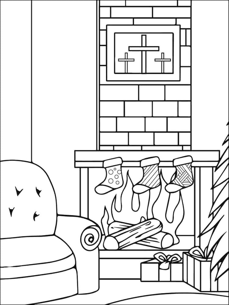 Christmas Fireplace Coloring Page Free Printable Coloring Pages For Kids