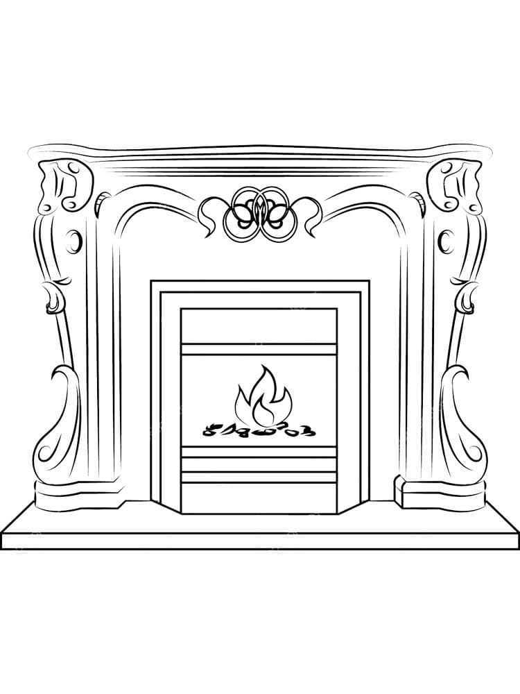 Fireplace Coloring Page