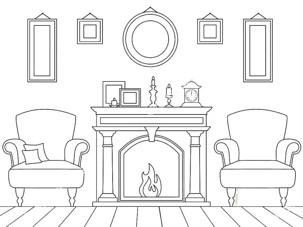 Simple Fireplace Coloring Page Free Printable Coloring Pages For Kids