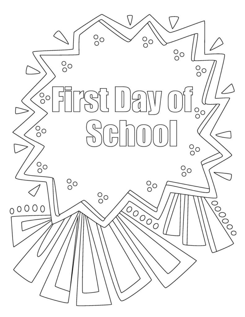 First Day of School to Color