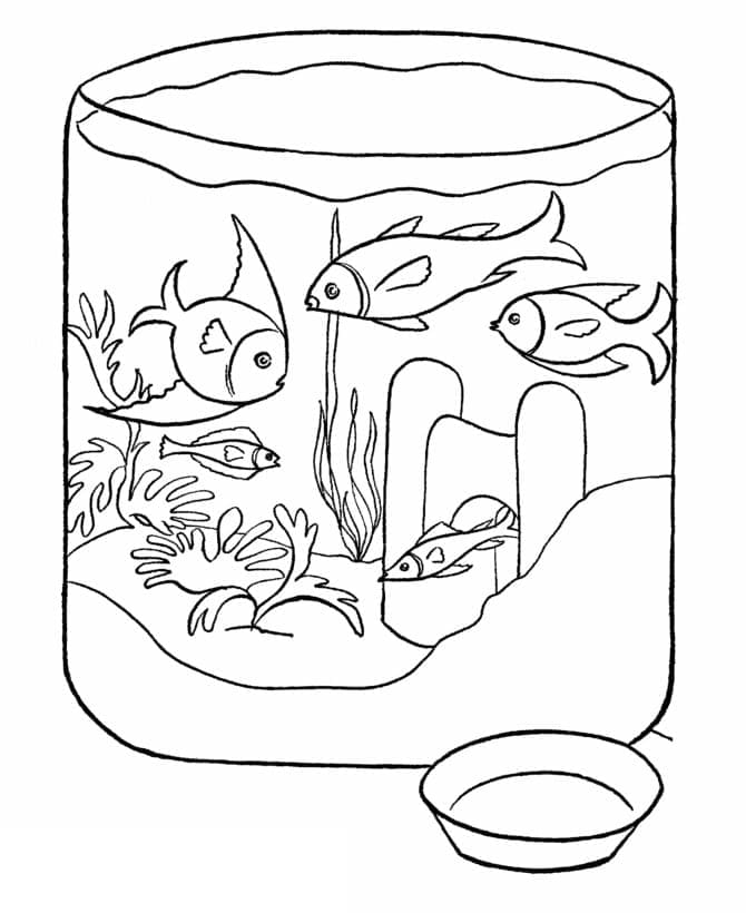 fish bowl coloring page printable