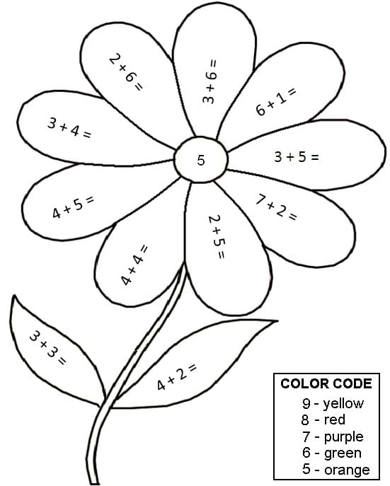 flower math worksheet coloring page free printable coloring pages for kids