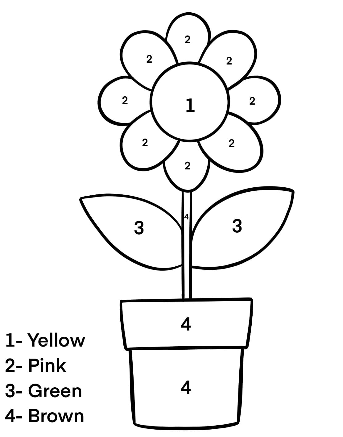 Flower Pot Color by Number Coloring Page   Free Printable Coloring ...