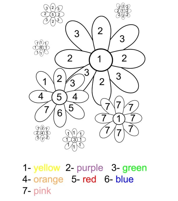 Flowers Color by Number Printable