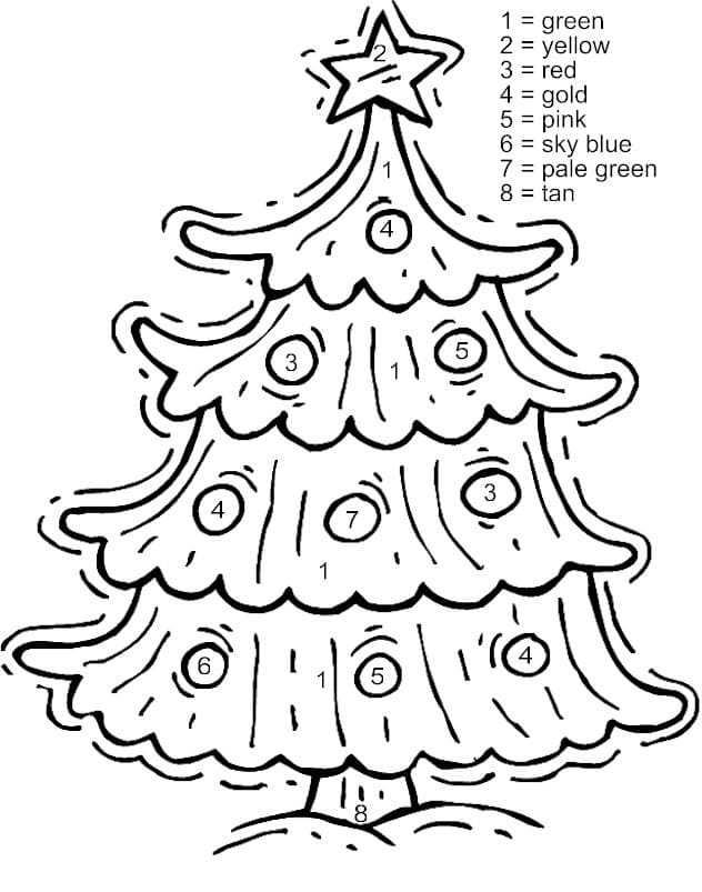 Free Christmas Tree Color by Number