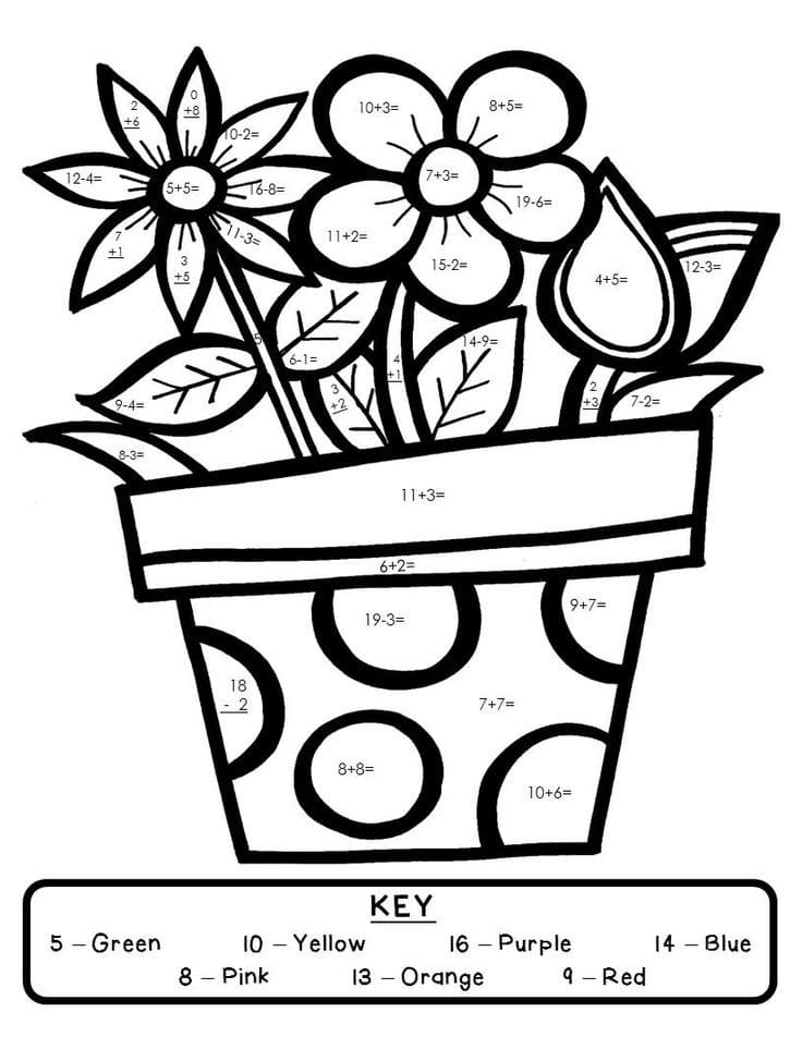 Lily Flower Color by Number Coloring Page Free Printable Coloring