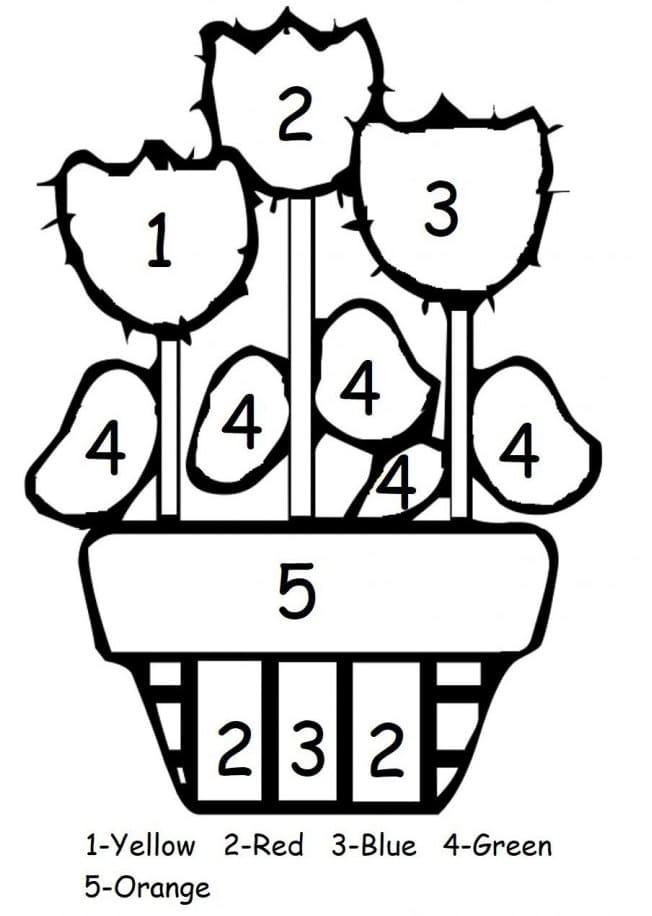free printable color by number flowers