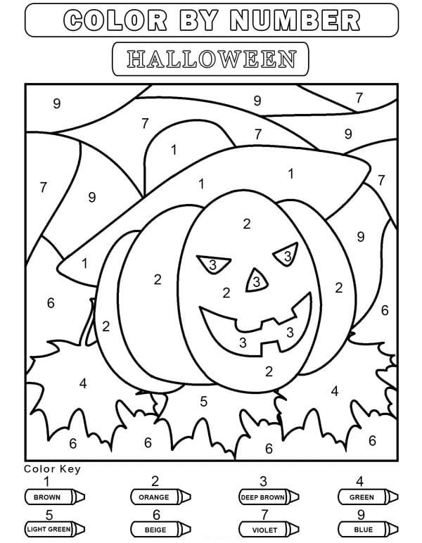 Free Halloween Pumpkin Color by Number