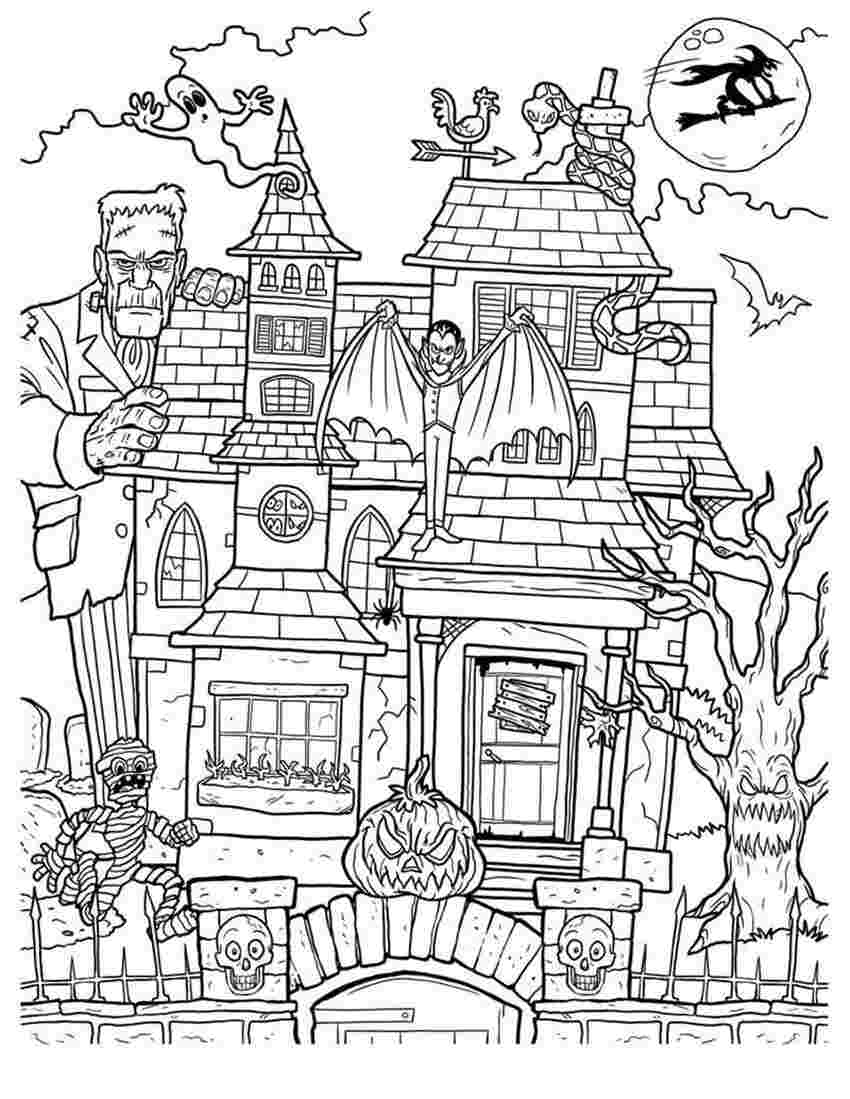 Haunted House Coloring Page For Kindergarten / Haunted House Coloring