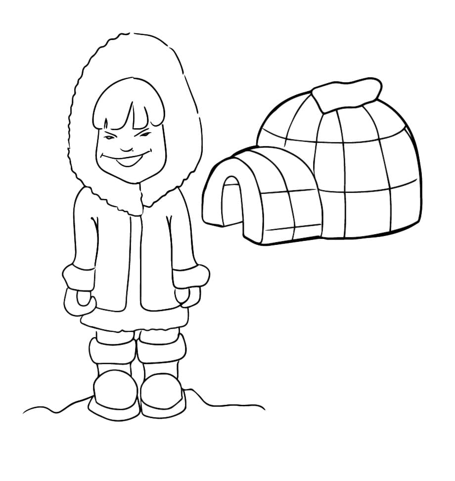 Free Igloo for Kid Coloring Page - Free Printable Coloring Pages for Kids