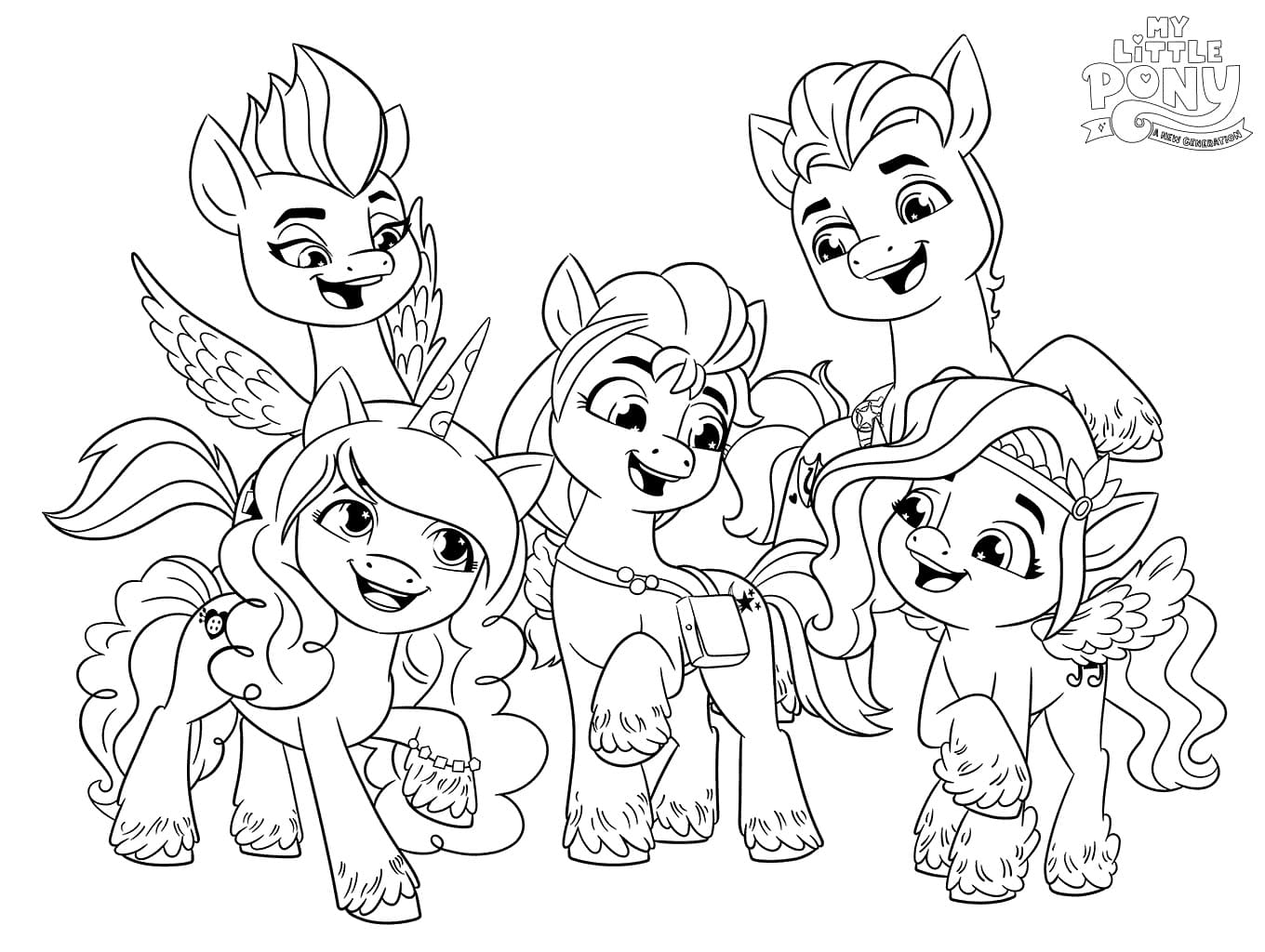 My Little Pony A New Generation Characters Coloring Page Free   Free My Little Pony A New Generation Coloring Page 