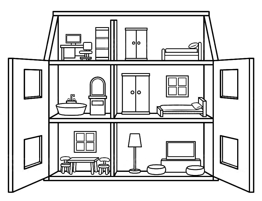 inside doll house coloring pages