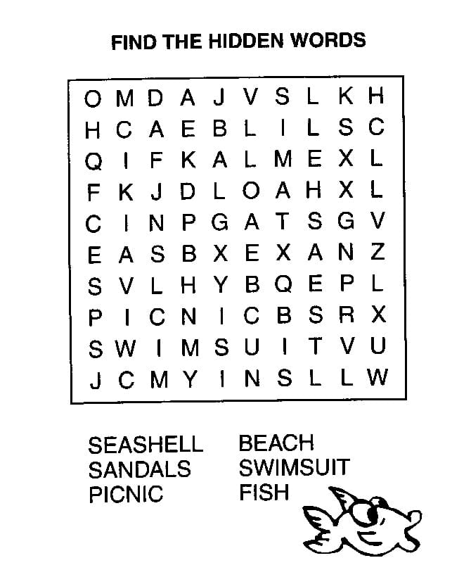 Free Printable Find The Hidden Word