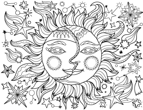 moon and sun coloring pages