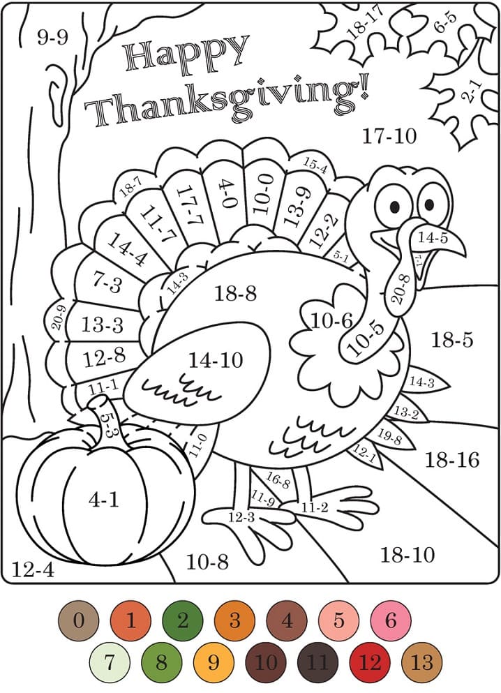 Free Turkey Color by Number