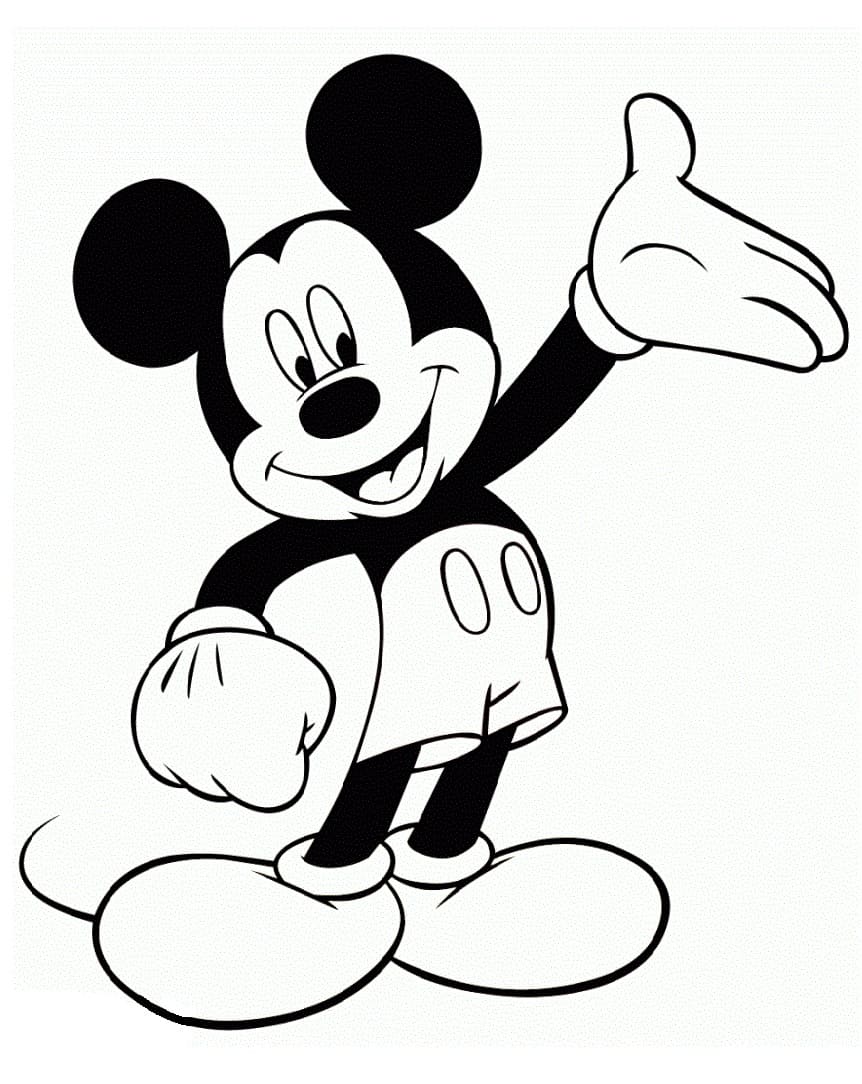 Friendly Mickey Coloring Page   Free Printable Coloring Pages for Kids