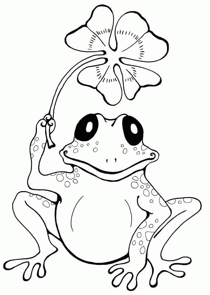 Frog with Four Leaf Clover