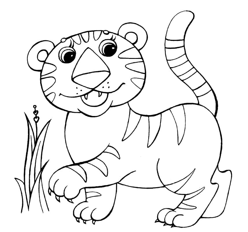 Funny Baby Tiger Coloring Page - Free Printable Coloring Pages for Kids