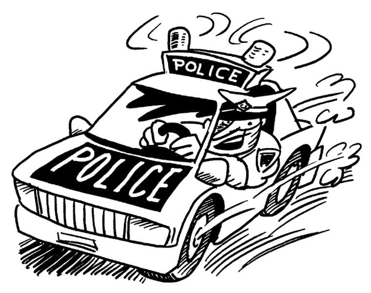 Adorable Police Car Coloring Page - Free Printable Coloring Pages for Kids